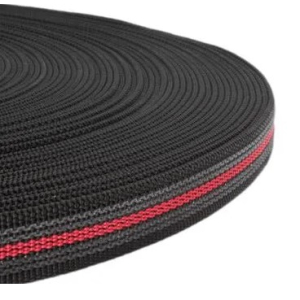 PP band met rubber profiel 20 mm zwart met rood
